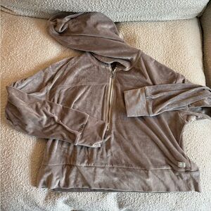 Vuori Cozy Taupe Quarter-Zip Hoodie